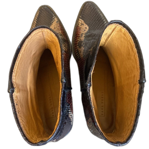 Zara Textured Snake Skin Pointed Toe Boots Fall/Winter Collection Size: EU 37 - Picture 9 of 10